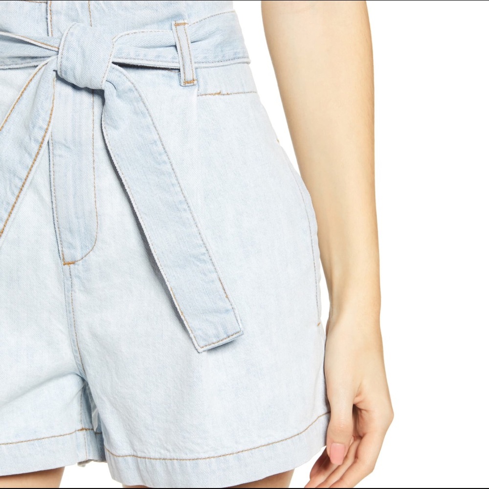 DL1961 Camille Paper Bag High Waist Denim Shorts Sz 30 Light Blue